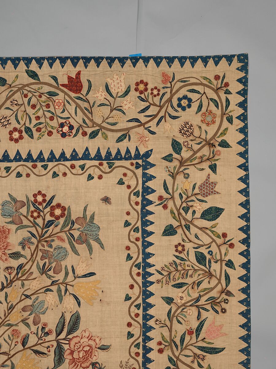 Phebe Warner Coverlet, Probably Sarah Furman Warner Williams (born 1764), Linen and cotton, American