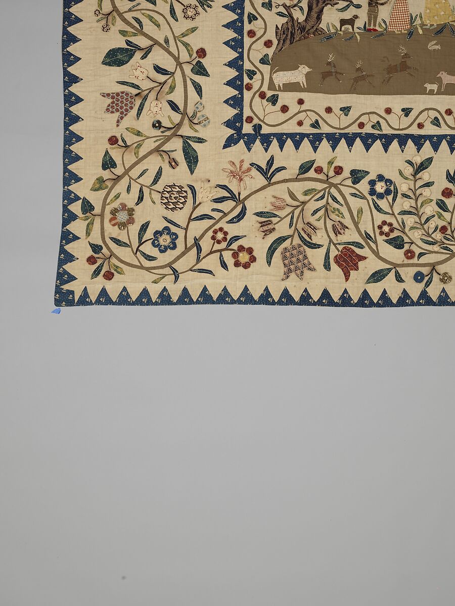 Phebe Warner Coverlet, Probably Sarah Furman Warner Williams (born 1764), Linen and cotton, American