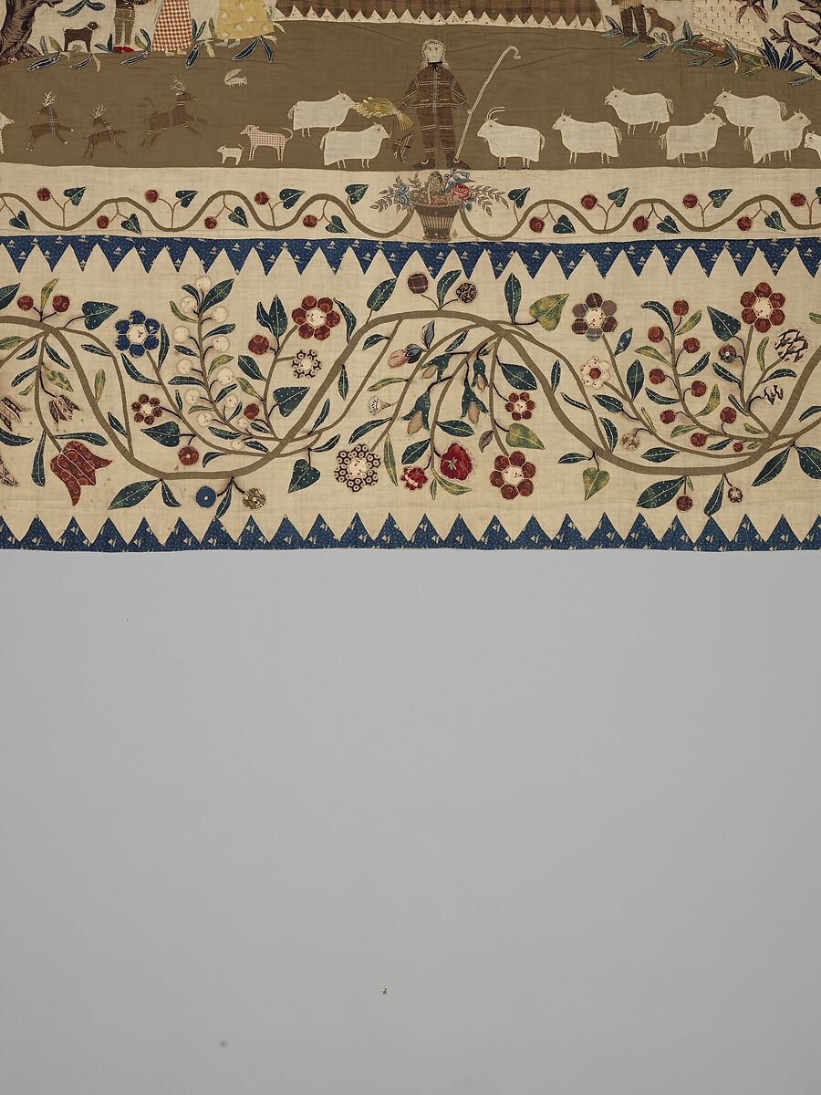 Phebe Warner Coverlet, Probably Sarah Furman Warner Williams (born 1764), Linen and cotton, American