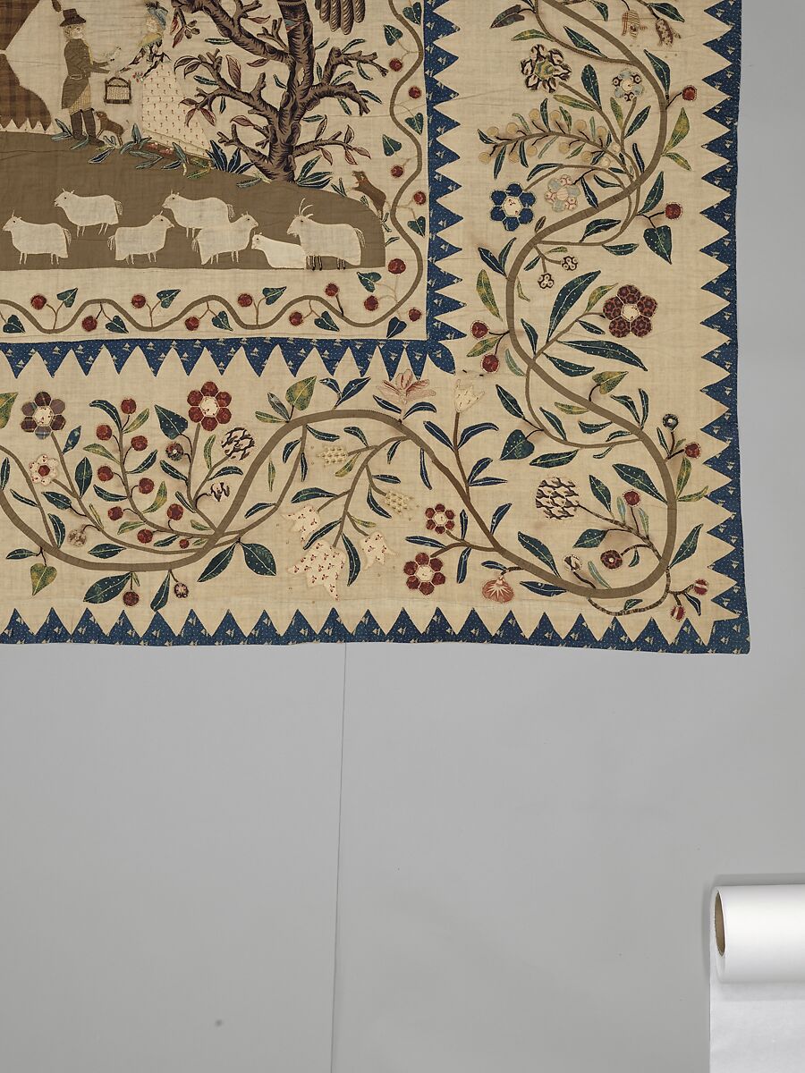 Phebe Warner Coverlet, Probably Sarah Furman Warner Williams (born 1764), Linen and cotton, American