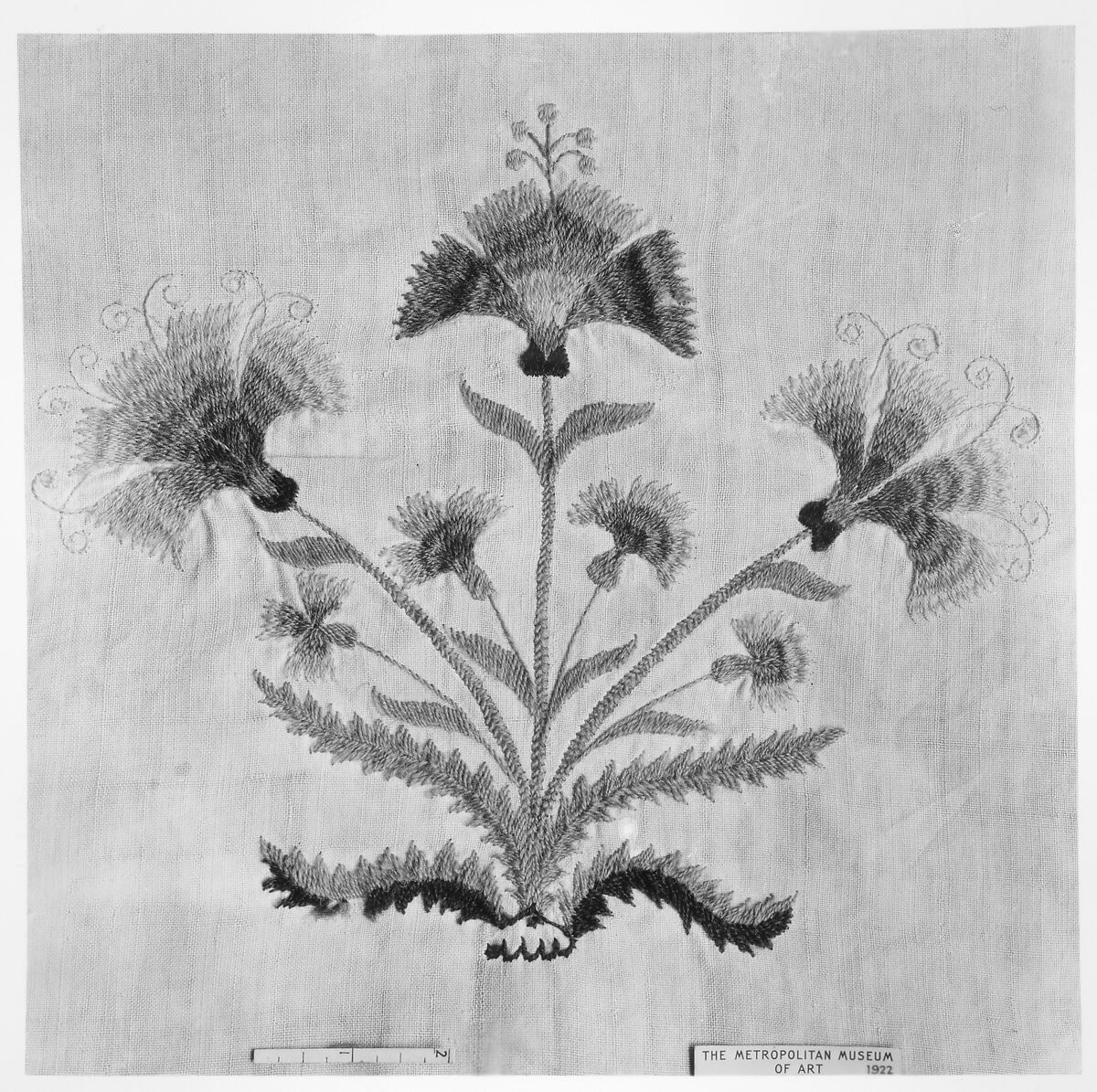 Embroidered coverlet, Mary Breed (1751–ca. 1784), Linen and cotton with wool embroidered, American