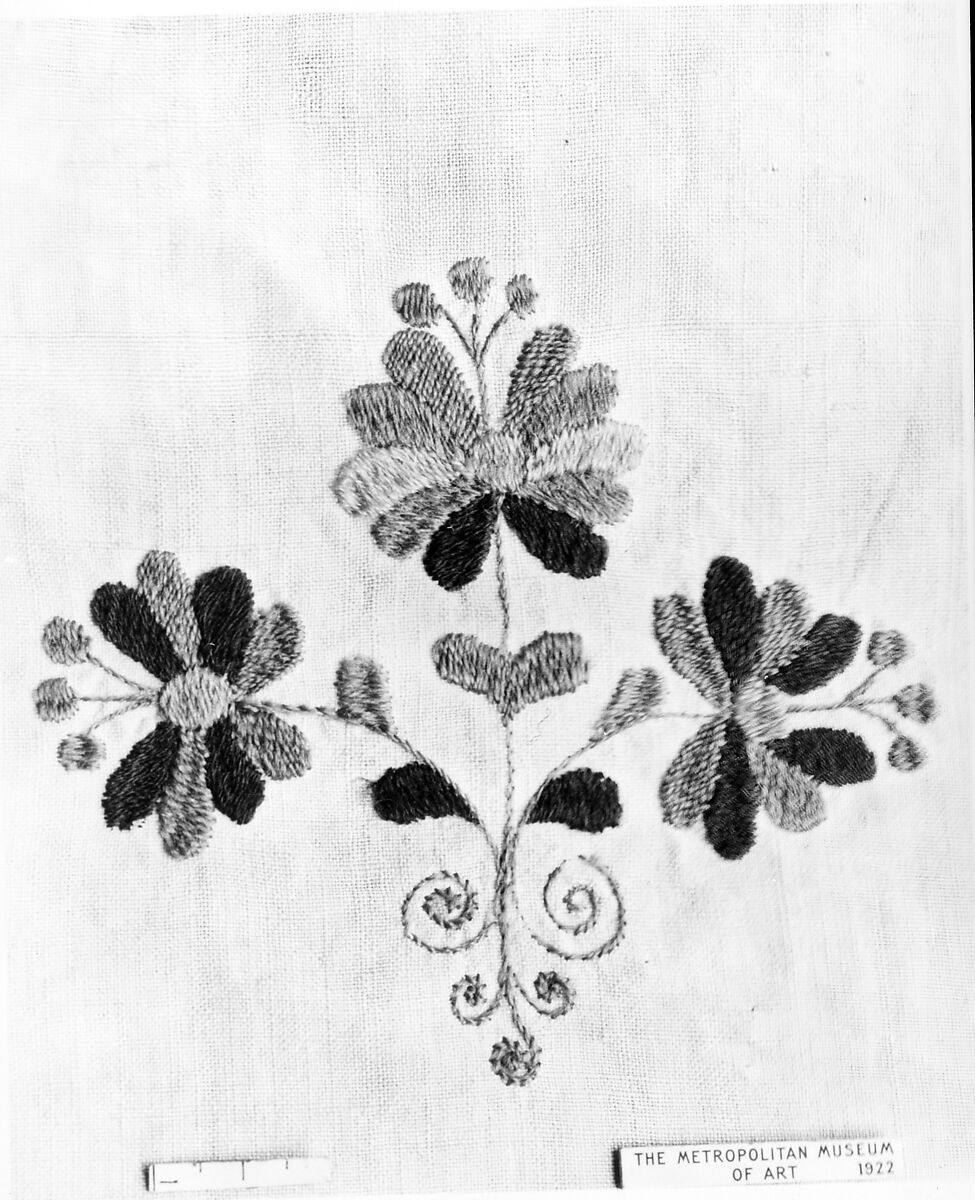 Embroidered coverlet, Mary Breed (1751–ca. 1784), Linen and cotton with wool embroidered, American