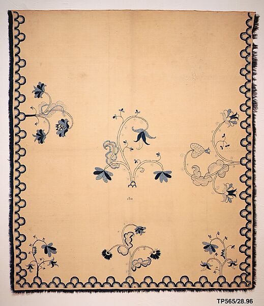 Embroidered blanket, Ruth Brewster Sampson, Wool embroidered with wool, American