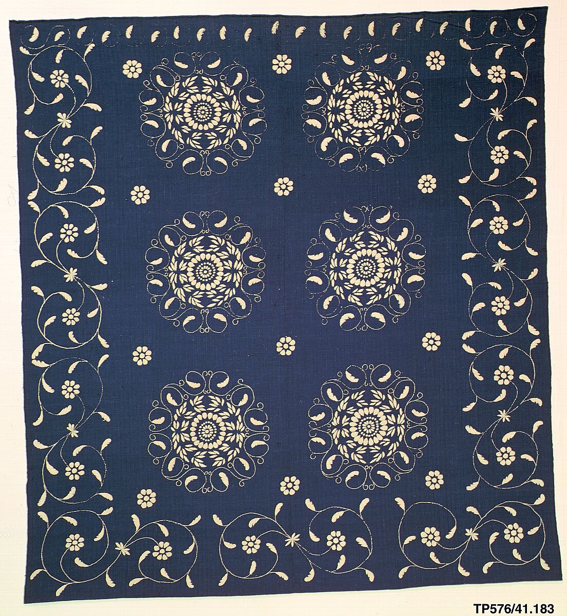 Embroidered blanket, Wool embroidered with cotton, American 