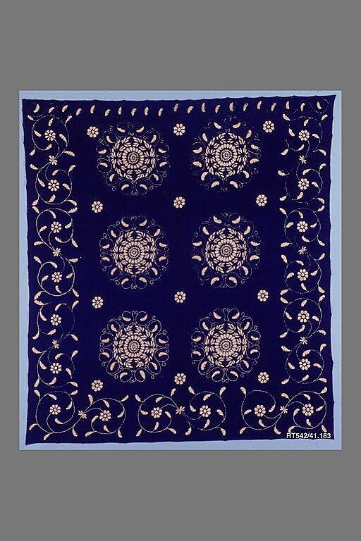 Embroidered blanket, Wool embroidered with cotton, American