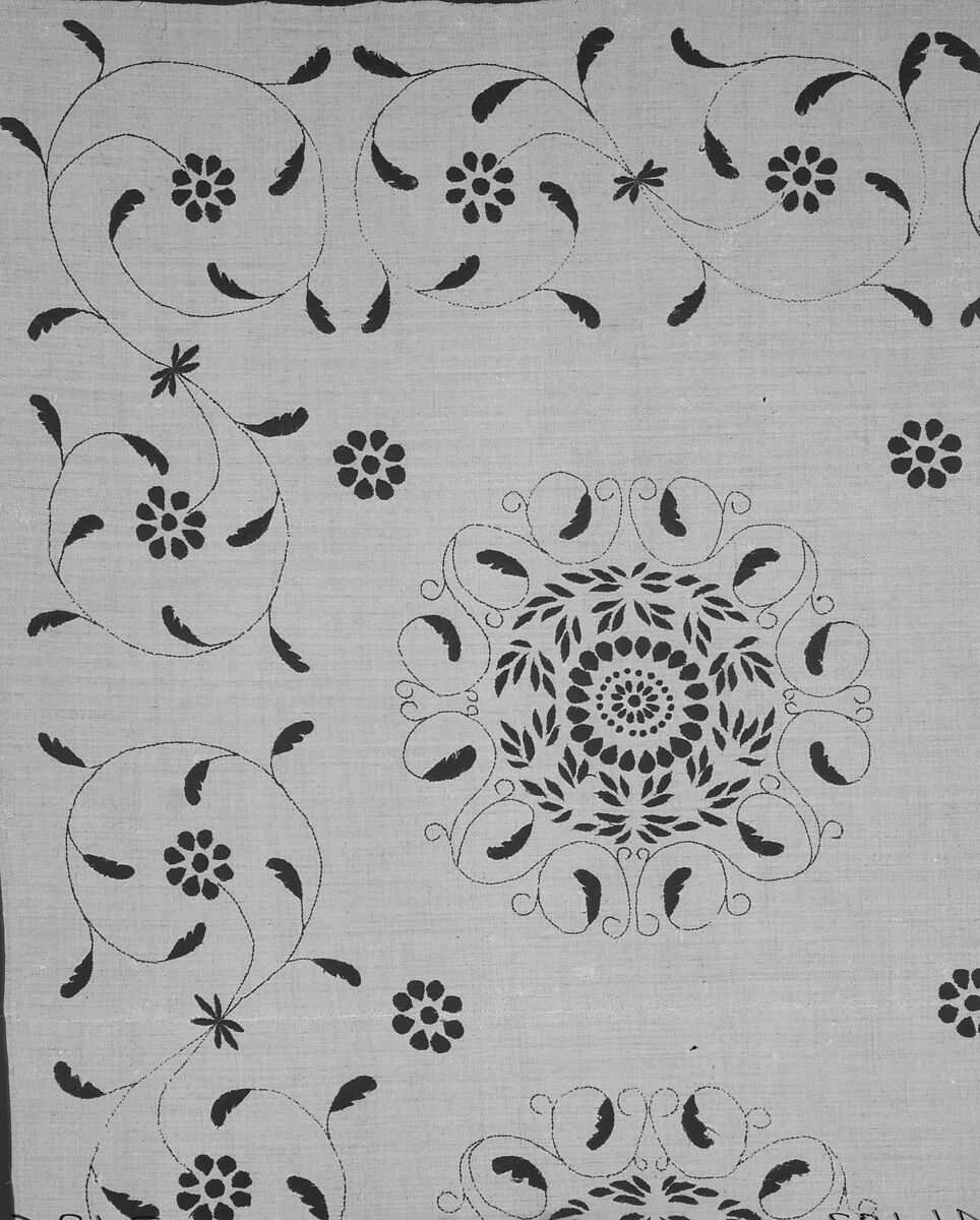 Embroidered blanket, Wool embroidered with cotton, American