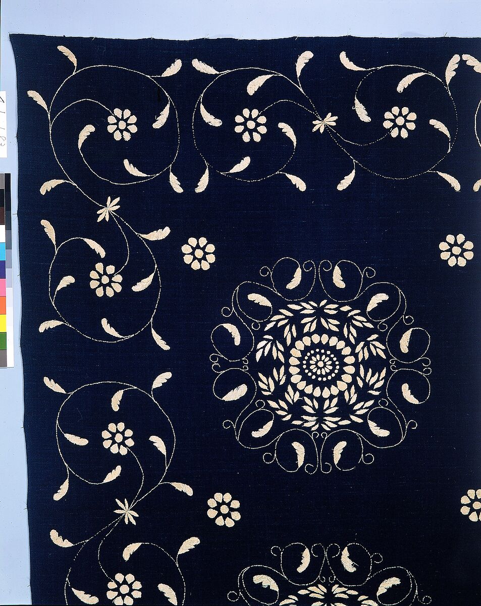 Embroidered blanket, Wool embroidered with cotton, American