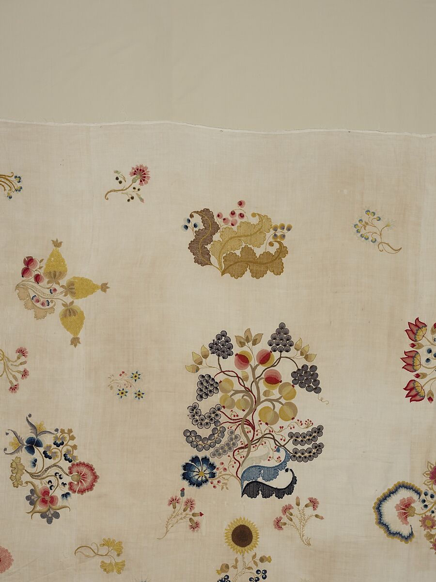 Embroidered coverlet, Ruth Culver Coleman (died 1801), Linen and wool, embroidered, American