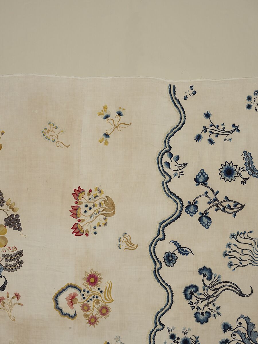 Embroidered coverlet, Ruth Culver Coleman (died 1801), Linen and wool, embroidered, American