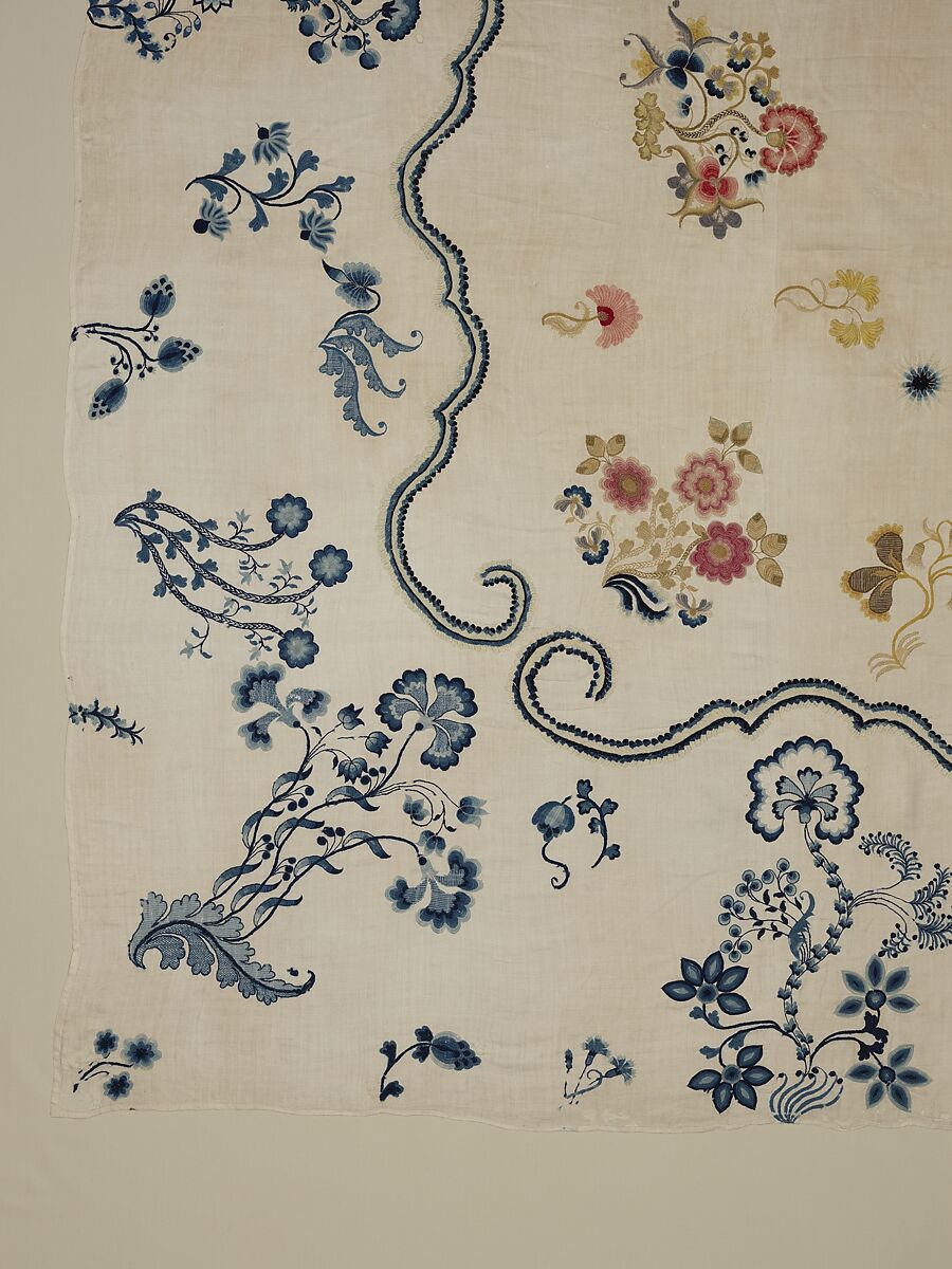 Embroidered coverlet, Ruth Culver Coleman (died 1801), Linen and wool, embroidered, American