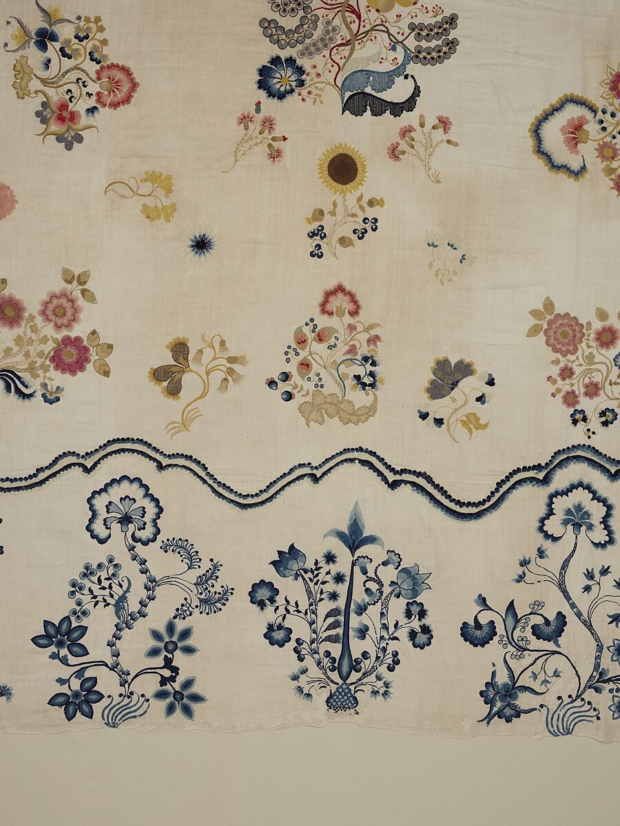 Embroidered coverlet, Ruth Culver Coleman (died 1801), Linen and wool, embroidered, American