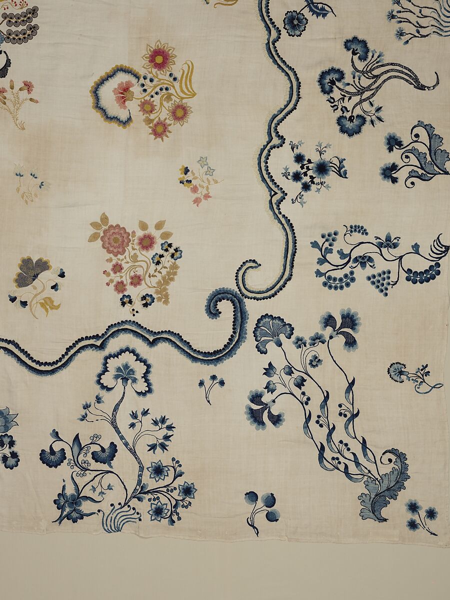 Embroidered coverlet, Ruth Culver Coleman (died 1801), Linen and wool, embroidered, American