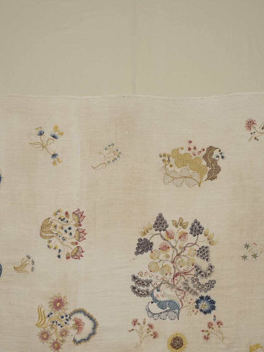 Embroidered coverlet, Ruth Culver Coleman (died 1801), Linen and wool, embroidered, American