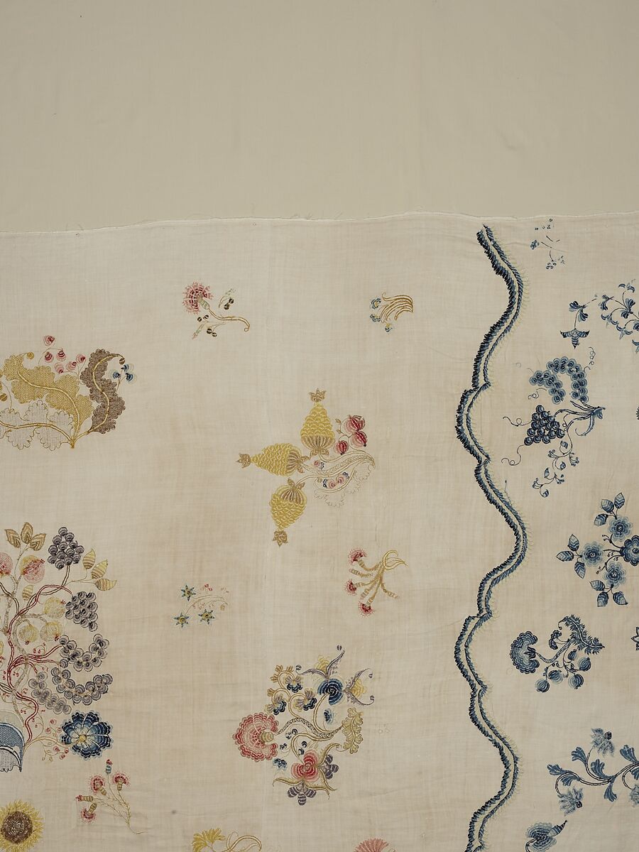 Embroidered coverlet, Ruth Culver Coleman (died 1801), Linen and wool, embroidered, American
