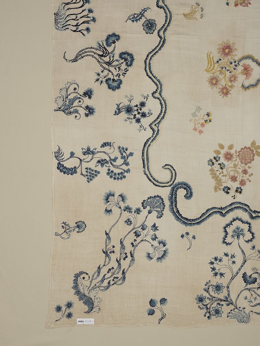Embroidered coverlet, Ruth Culver Coleman (died 1801), Linen and wool, embroidered, American