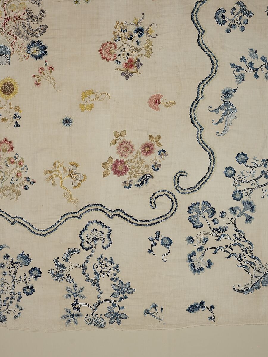 Embroidered coverlet, Ruth Culver Coleman (died 1801), Linen and wool, embroidered, American