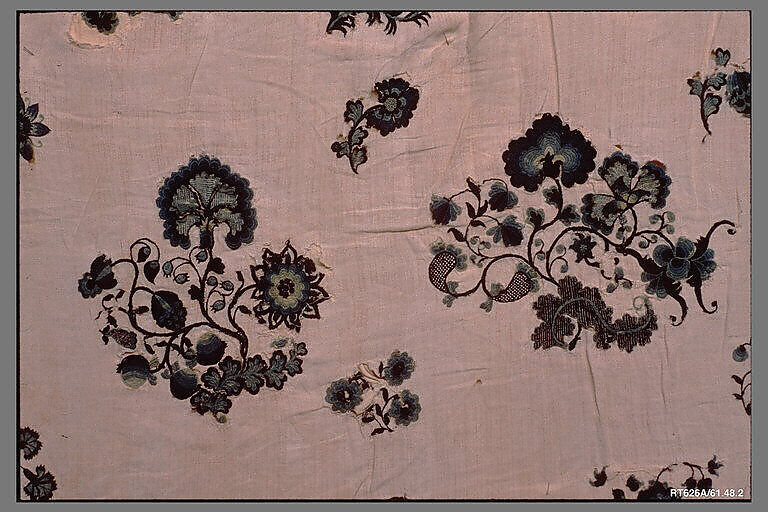 Embroidered bed hangings, Ruth Culver Coleman (died 1801), Linen embroidered with wool, American