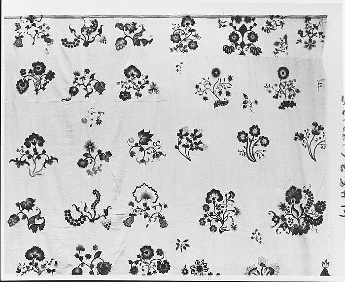 Embroidered bed hangings, Ruth Culver Coleman (died 1801), Linen embroidered with wool, American