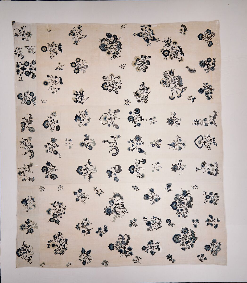 Embroidered bed hangings, Ruth Culver Coleman (died 1801), Linen embroidered with wool, American