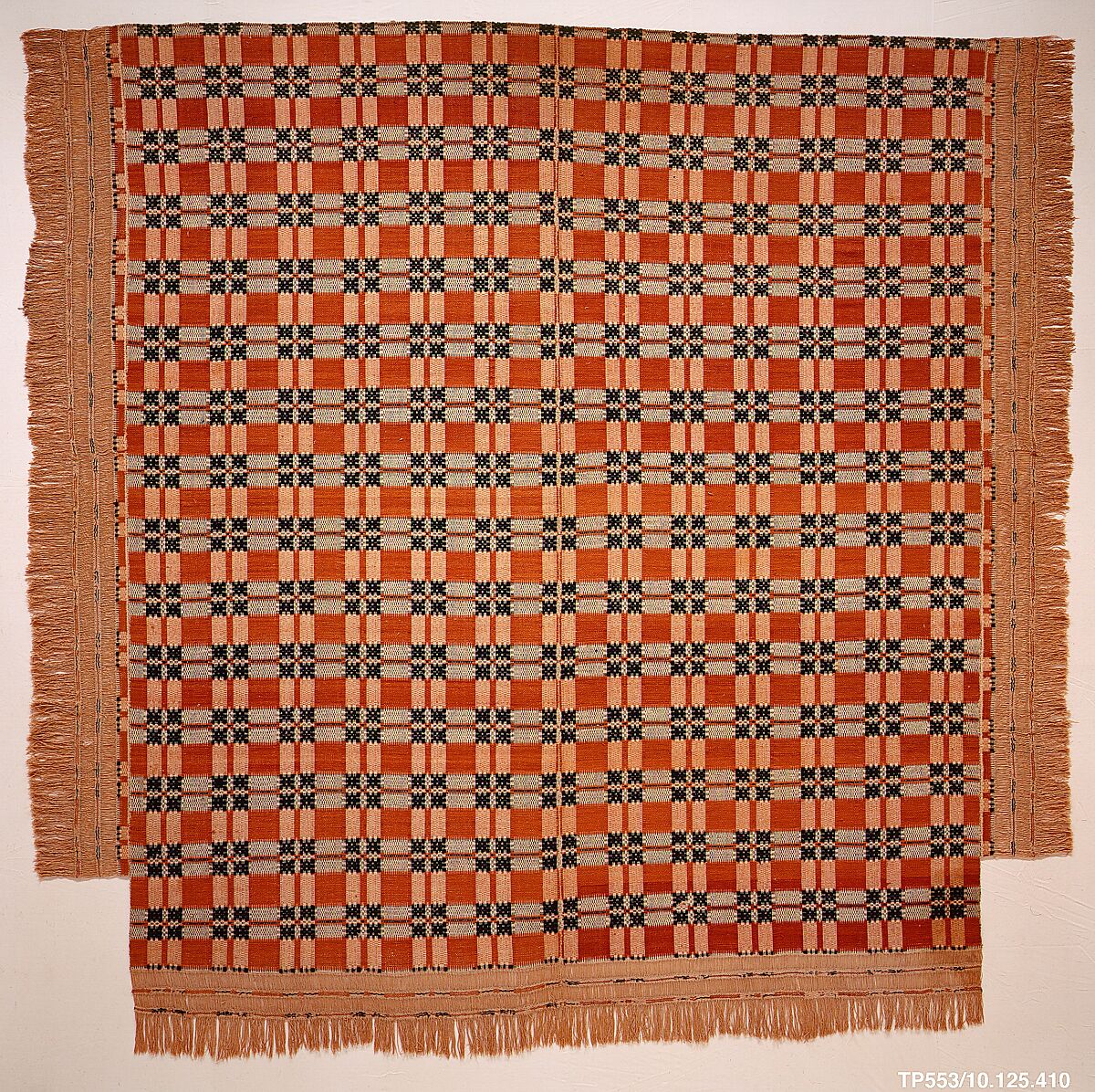 Coverlet, Wool and cotton, woven, American