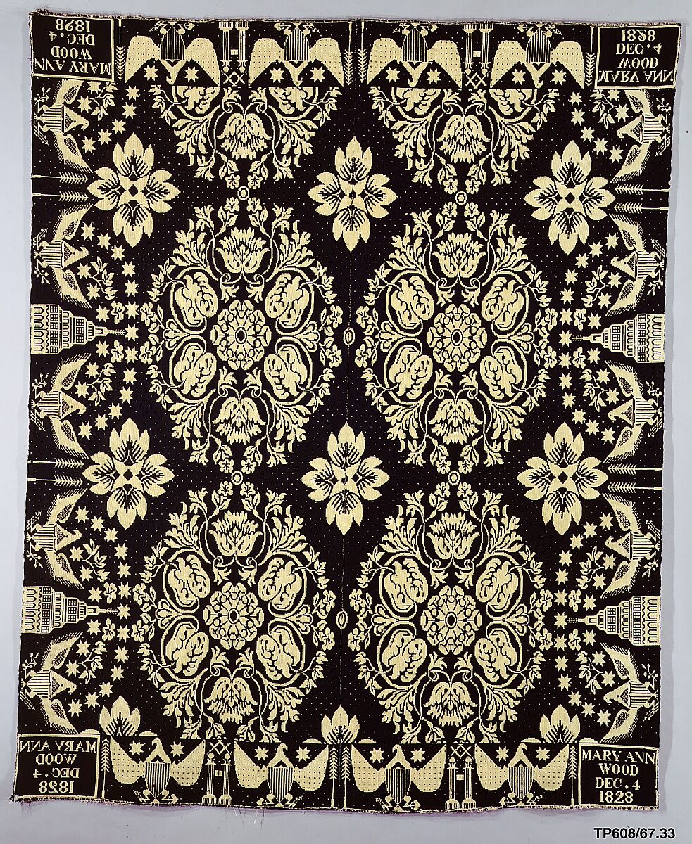 Coverlet, Workshop of James Alexander (1770–1870), Cotton and wool, woven, American