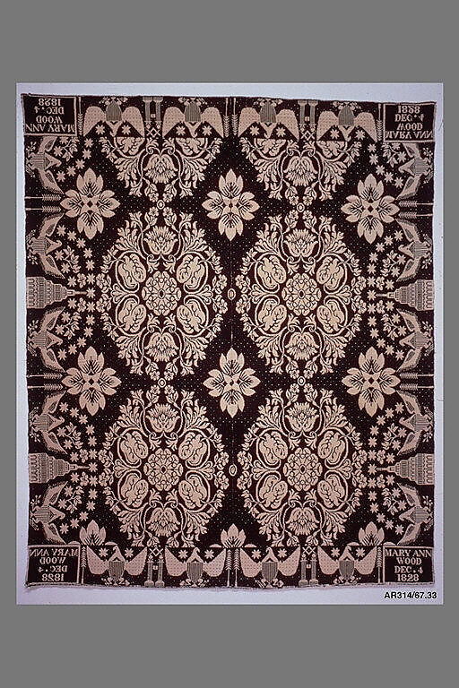 Coverlet, Workshop of James Alexander (1770–1870), Cotton and wool, woven, American