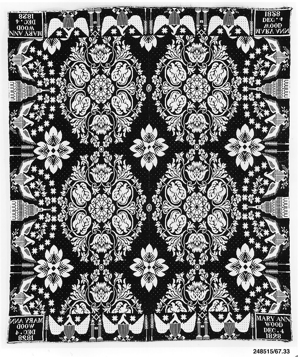 Coverlet, Workshop of James Alexander (1770–1870), Cotton and wool, woven, American