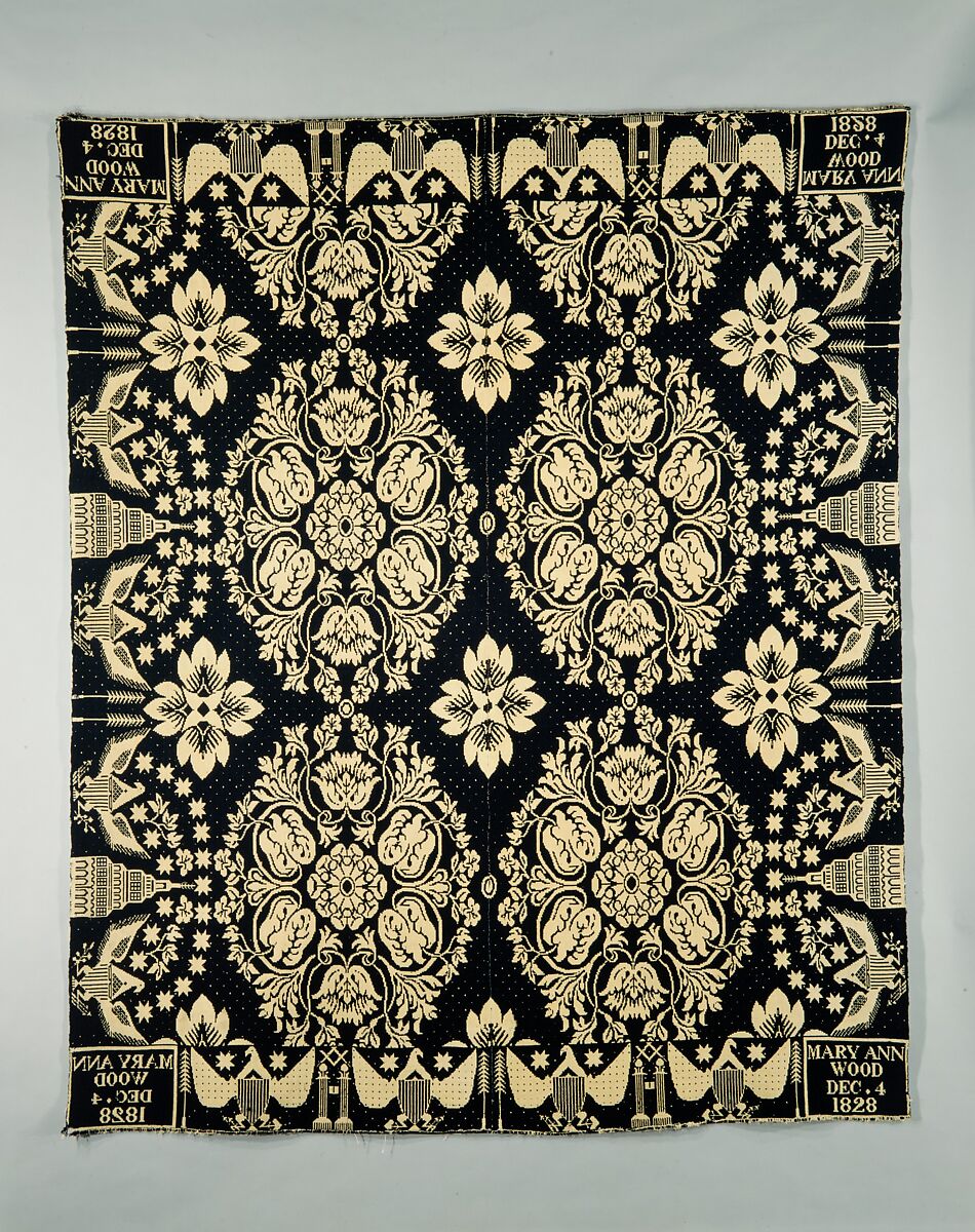 Coverlet, Workshop of James Alexander (1770–1870), Cotton and wool, woven, American