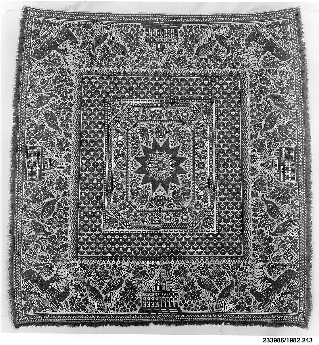 Coverlet, Cotton and wool, woven, American