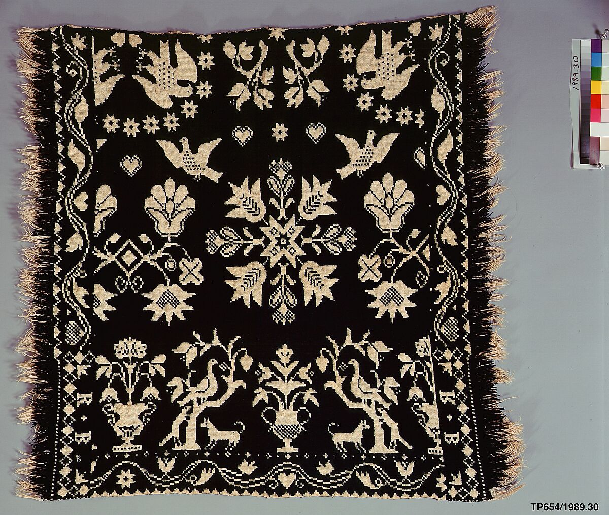 Crib or Doll Coverlet, Probably David Daniel Haring (1800–1889), Wool and cotton, woven, American