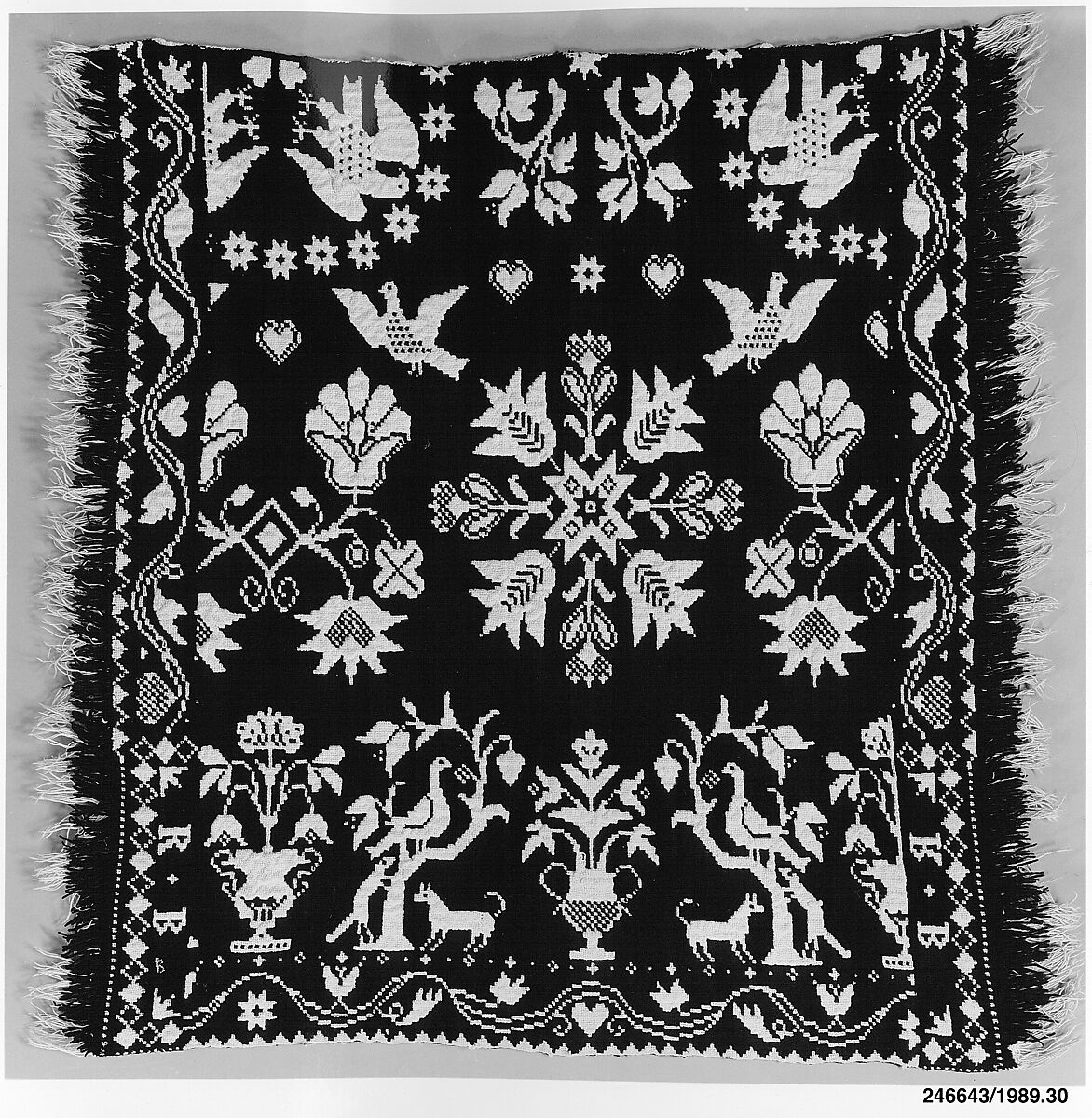 Crib or Doll Coverlet, Probably David Daniel Haring (1800–1889), Wool and cotton, woven, American