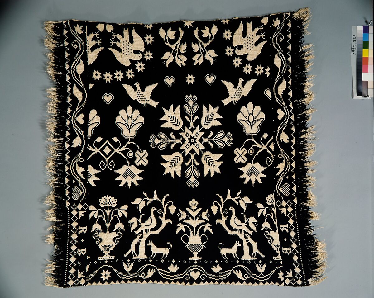 Crib or Doll Coverlet, Probably David Daniel Haring (1800–1889), Wool and cotton, woven, American