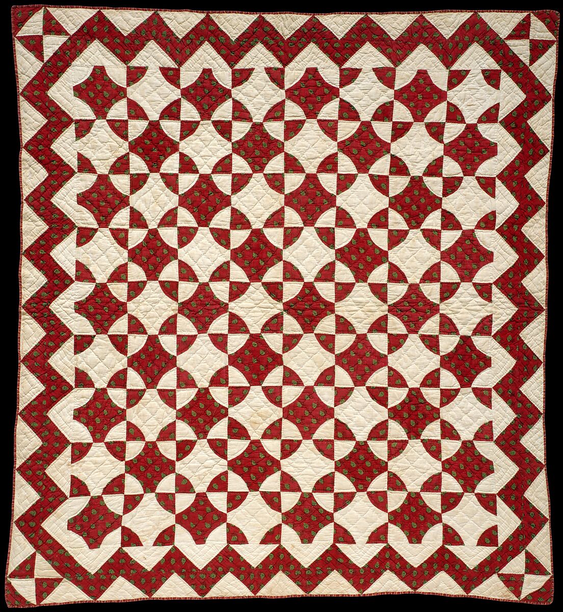 Crib Quilt, Mill Wheel pattern, Cotton, American 
