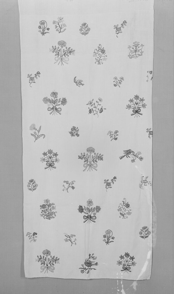 Curtain, Linen embroidered with wool, American 