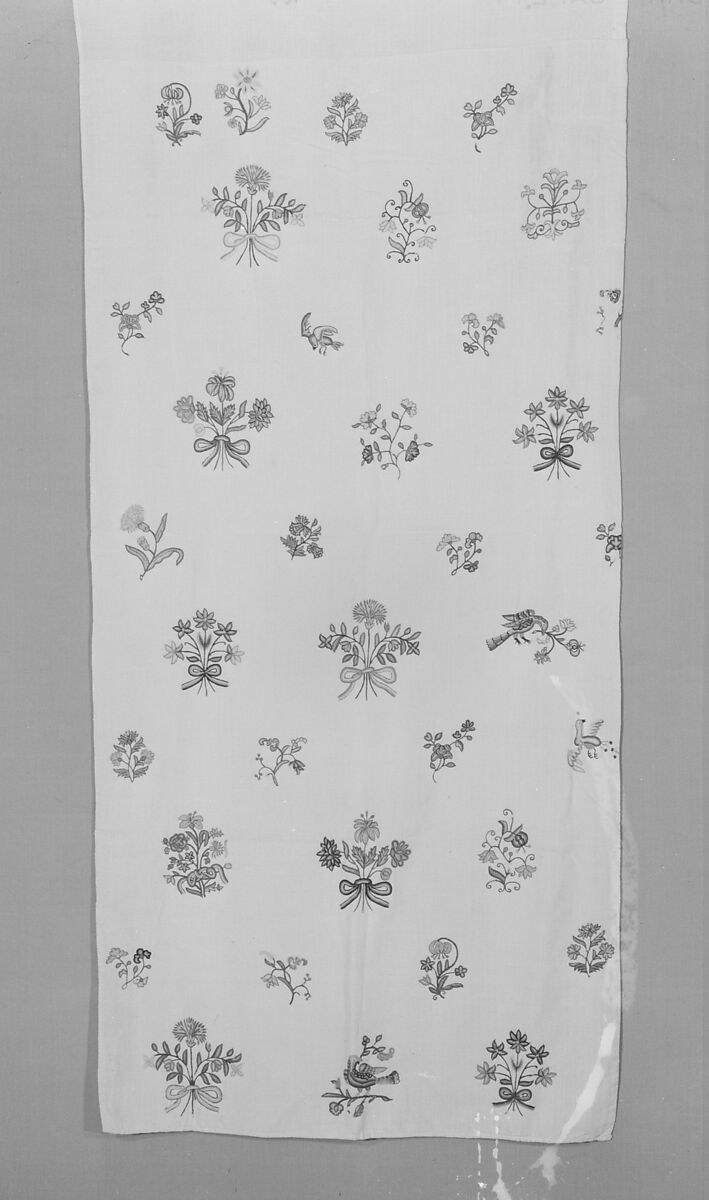Curtain, Linen embroidered with wool, American 
