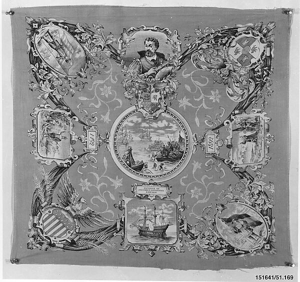 Handkerchief, Windsor Company, Printed cotton, American 