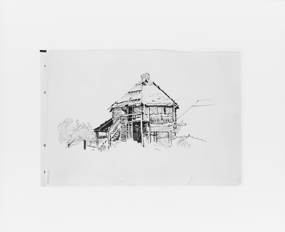 Dwelling (from Sketchbook X), William Trost Richards (American, Philadelphia, Pennsylvania 1833–1905 Newport, Rhode Island), Graphite on off-white wove paper, American 