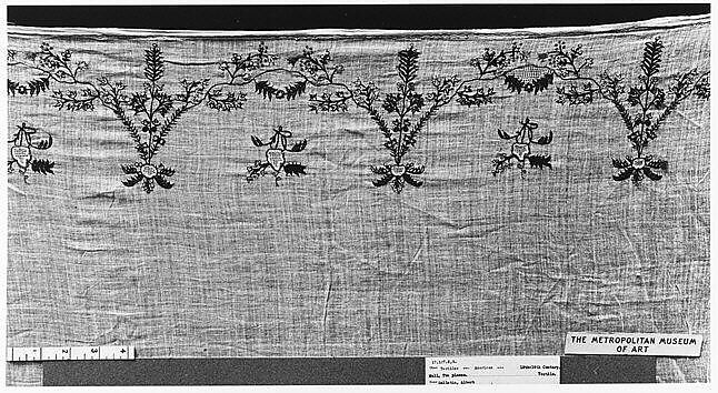 Fragment, Cotton, woven and embroidered, American 