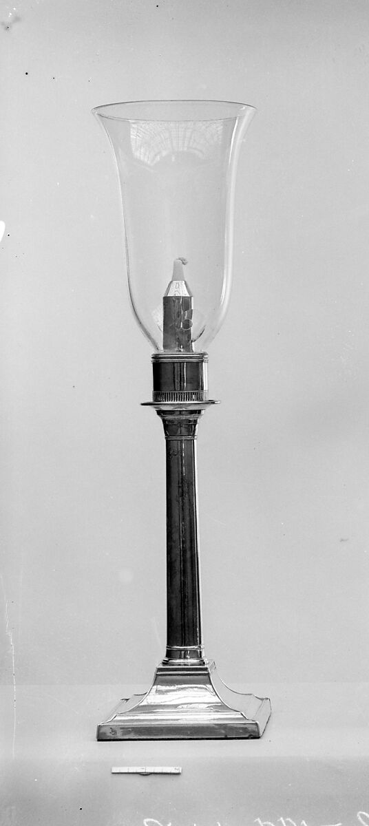 Candlestick with Shade, Sheffield silver plate, glass 