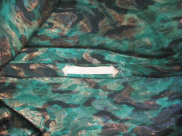 Dress, Schiaparelli (French, founded 1927), silk, metallic thread, French