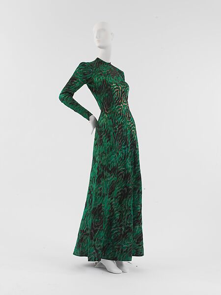 Dress, Schiaparelli (French, founded 1927), silk, metallic thread, French 