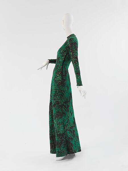 Dress, Schiaparelli (French, founded 1927), silk, metallic thread, French