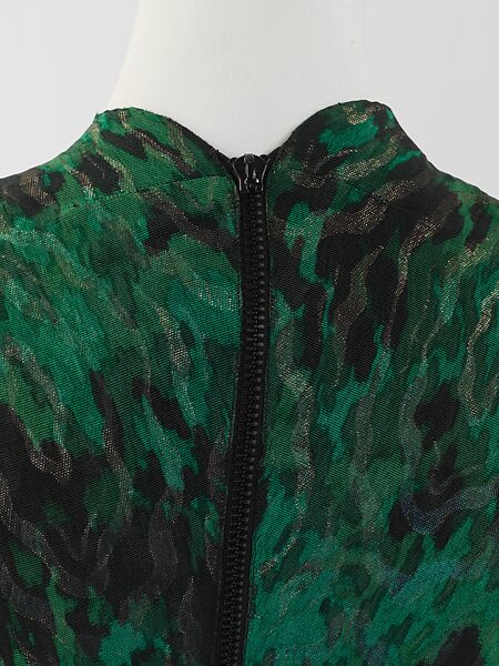 Dress, Schiaparelli (French, founded 1927), silk, metallic thread, French