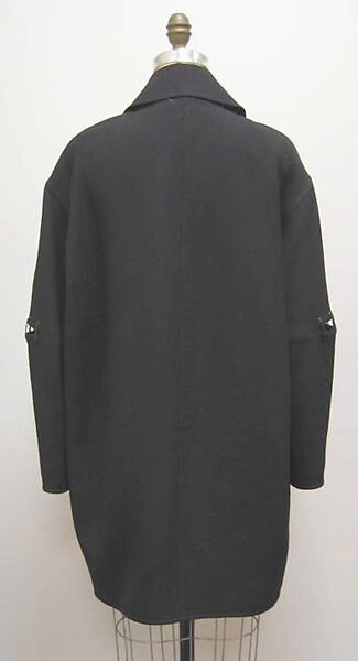 Coat, Attributed to Claude Montana (French, 1949–2024), wool, leather, plastic, rayon, French