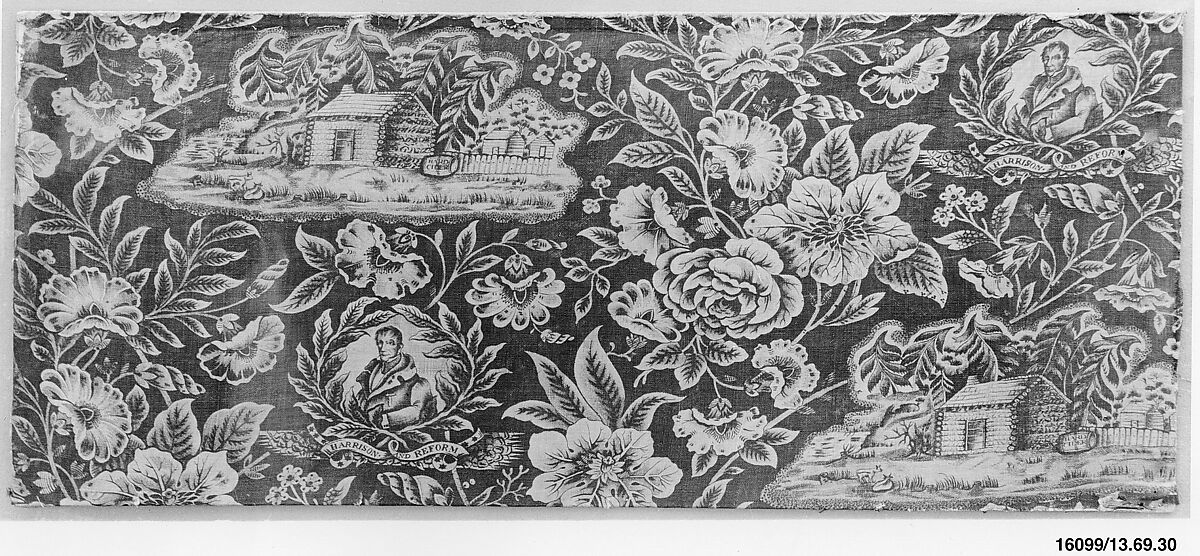 Fragment, Block-printed cotton, American or British 