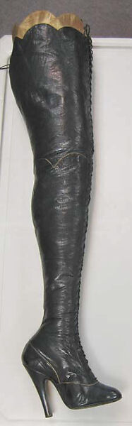 Boots, Maniatis Bottier, Paris, (a,b) leather, cotton, French