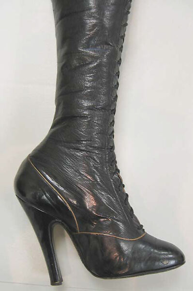 Boots, Maniatis Bottier, Paris, (a,b) leather, cotton, French
