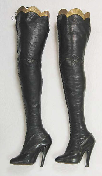 Boots, Maniatis Bottier, Paris, (a,b) leather, cotton, French