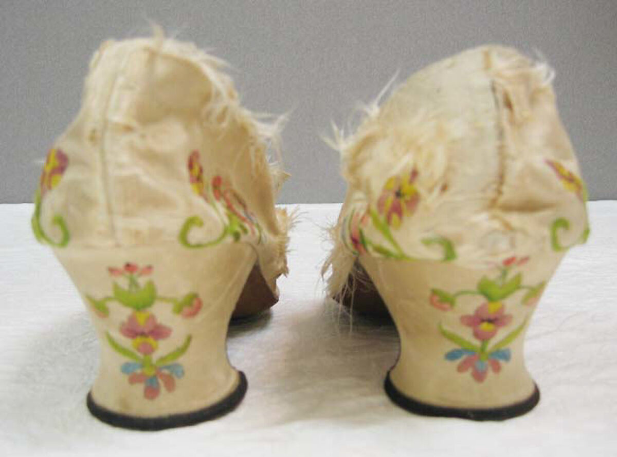 Shoes, (a, b) silk, leather, British