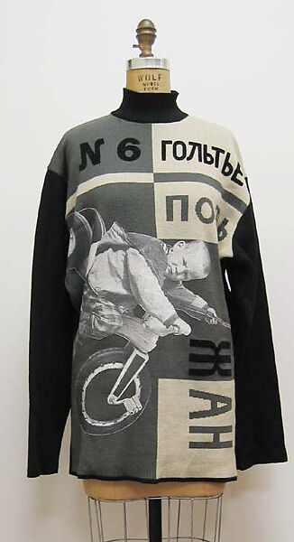 Sweater, Jean Paul Gaultier (French, born 1952), wool, synthetic, plastic, French 